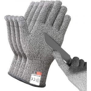2 Paires de Gants R&eacute;sistants aux Coupures, Gants Anti Coupures de Niveau 5 Certifi&eacute;s EN 388, Gants de Travail de s&eacute;curit&eacute; pour Cuisine, Butcher,