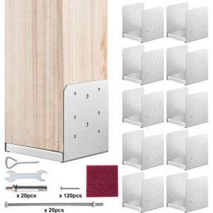 VEVOR Lot de 10 Support de Poteau Bois 6''x6'' 152x152 mm Base deAncrage de Poteaux en Acier Inoxydable Taille Interne 140x150 mm pour Rambarde, Main