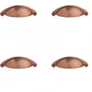 4PCS Poign&eacute;e Coquille R&eacute;tro Poignee de Meuble Vintage Bouton Tiroir Poign&eacute;e avec Vis pour Placards Armoire Commode Tiroirs (B-430 Bronze rouge bross&eacute;)