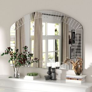 Luvodi - Miroir Mural Design Modern Arche - 100×70 cm Grand Miroir Mural Art Déco en Verre Biseauté, Minimaliste Miroir Coiffeuse de Chambre Miroir