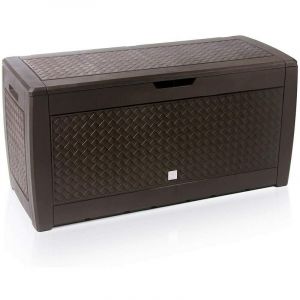 Casaria - Coffre de rangement Malle 310 litres Stockage coussins avec roulettes Extérieur jardin modèle au choix Aspect tressé - marron