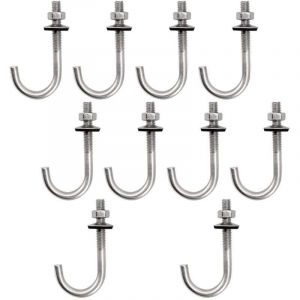 (10 pi&egrave;ces) Boulon d'ancrage de toit M6x50x150mm en acier inoxydable 304, crochet en J, crochet mural, crochets &agrave; tige longue avec &eacute;crou hexagonal,