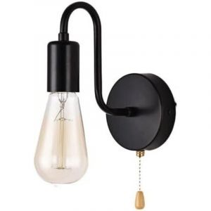 Applique murale vintage, applique murale r&eacute;tro industrielle, douille E27 avec interrupteur &agrave; tirette, spots muraux en m&eacute;tal, pour chambre, caf&eacute; ou