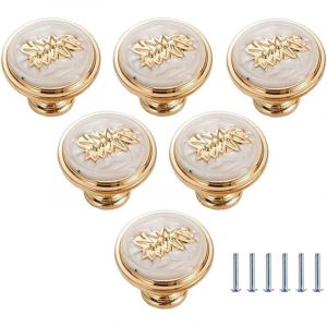 Dpzo - Boutons Ronds en Laiton pour Armoire, Poignées de Commode en Céramique, 28mm, 6 Pièces