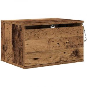 Cabinet de chevet，Table de chevet，Table de nuit mural avec tiroir Bois ancien 50 x 36 x 30 cm CFW565522