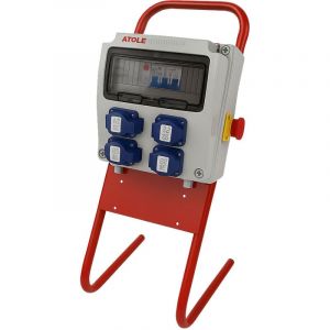 Coffret de Chantier 16A Monophas&eacute; avec support en m&eacute;tal - 9 modules - Coffret &Eacute;lectrique, protection diff&eacute;rentielle, arr&ecirc;t d'urgence ATOLE