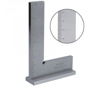 100 x 70mm Equerre Menuisier 90°, Equerre à Chapeau en Acier avec Base et Échelle din 875, avec Arrêt Equerre Charpentier, Charpentier, pour Les