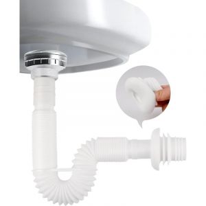 Roleader - siphon gain de place, Siphon lavabo flexible, evacuation evier 1 1/4' en à l'épreuve des odeurs, tuyau de vidange remplaçable,Extensible