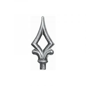 Pointe de lance ajour&eacute;e - H125mm L55mm &Oslash;15mm - Avec tige pour manchonner dans tube creux - Fer forg&eacute; - &agrave; souder Deco Fer Forge