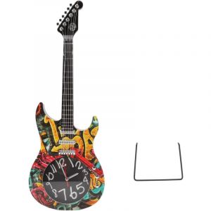Jeffergarden Guitare horloge murale Simulation temps pr&eacute;cis guitare horloge d&eacute;coration murale pour maison dortoir chambre 5680 guitare