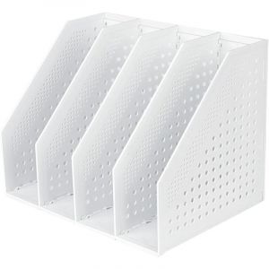 Porte-revues pliable &agrave; 4 compartiments, bo&icirc;te de rangement ajustable, organiseur de bureau, serre-livres, porte-documents, support, classeur,