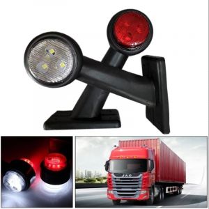 Lot de 2 feux de gabarit de remorque, 2 x 8 LED, 12 V, blanc et rouge, pour remorque, camion, caravane, 15 cm
