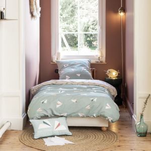 Parure de lit enfant 200x200 coton Terre de Nuit Petits papiers