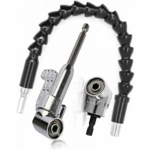 Foret &agrave; angle droit et kit d'extension d'angle flexible,Renvoi d'Angle Visseuse Coud&eacute;e &agrave; Angle Droit 105 Degr&eacute;s Tige Hexagonale 1/4" pour Perceuse