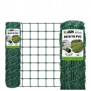 Cl&ocirc;ture foresti&egrave;re &ndash; 80/9/10 L &ndash; Hauteur : 80 cm &ndash; Rouleau de 25 m &ndash; Verte &ndash; Galvanis&eacute;e et rev&ecirc;tue de PVC &ndash; Grillage nou&eacute; pour gibier 10 x 10 cm &ndash; 80