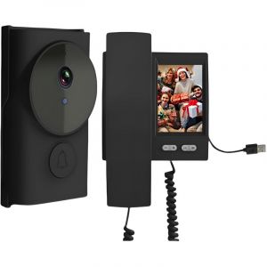 Sonnette Vid&eacute;o ext&eacute;rieure sans Fil avec Cam&eacute;ra Portier vid&eacute;o Camera 1080P avec &eacute;cran IPS 3.5" Vision Nocturne,Audio bidirectionnelle,Pas de WiFi&APP