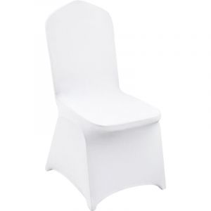 VEVOR Couverture Housses de Chaise Blanche Lycra Housse de Chaise Mariage 100 Pieces Housse de Chaise Banquet Chaises sans Bras Polyester et