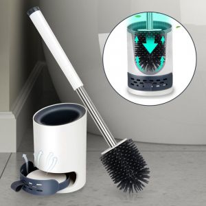Brosse wc Silicone Brosse Toilette avec support &agrave; s&eacute;chage rapide pincette cach&eacute;e Brosse Toilette Silicone pour salle wc - Swanew