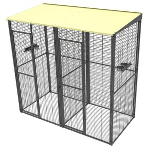 Voli&egrave;re d&rsquo;int&eacute;rieur, divi&eacute; en deux pour perroquets, de 2m&sup2; &agrave; toit une pente, IMOR&reg;