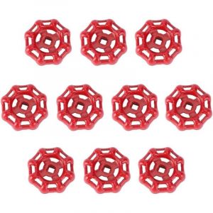 Vanne Volant Fer Vanne &agrave; Bille Vanne D'arr&ecirc;t Robinet Tuyau D'eau Partie Sup&eacute;rieure Poign&eacute;e 6x6mm (Rouge)-10PCS GROOFOO