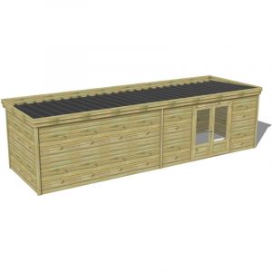 Abri Fran&ccedil;ais - abri de jardin bois trait&eacute; 27mm, 9,1x2,6m, 24m2