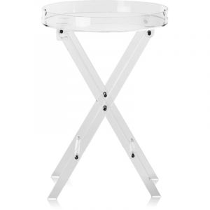 Mophorn Table pliante en acrylique, table d'appoint transparente avec pied en X pliable, table d'appoint pour caf&eacute;, boissons, collations dans le