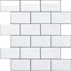 Credence Adhesive pour Cuisine Salle de Bain, Faux Carrelage Adhesif Mural Blanc Credence Cuisine Adhesive, Imperm&eacute;Able Metro 3D Dalle PVC Adhesive