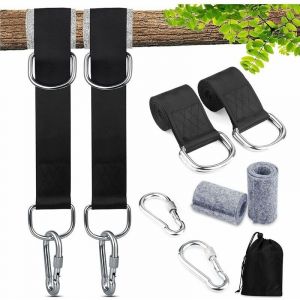 Fixation pour Balan&ccedil;oire Sangles, Accroche Hamac Arbre, Fixation pour Balan&ccedil;oire Sangles de Hamac avec 2 mousquetons &agrave; crochet en D et 2 coussins de