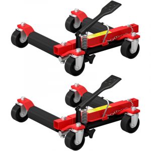 Lot de 2 chariots de manutention de voiture capacit&eacute; 680kg chariot de d&eacute;placement largeur pneu 22,8cm 56x54x19,5cm, noir