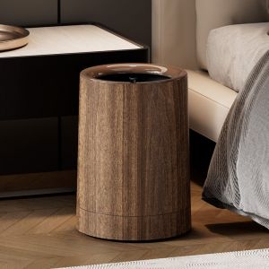 Poubelle Sans Couvercle &agrave; Effet Bois Style Chinois Nouveau Vintage Luxueux &Eacute;l&eacute;gant 12L avec Roulettes, Poubelle Int&eacute;rieure pour Salon Maison Bureau,