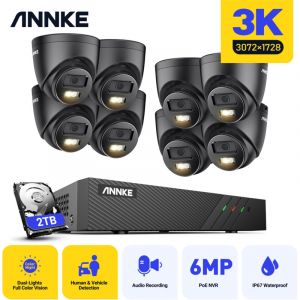 Annke 5mp Kit Camera Surveillance Nvr Intelligente Double Lumiere D&eacute;tection Mouvement Kit De Videosurveillance 2tb