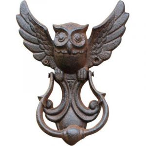 Chouette Porte Heurtoir, Heurtoir de Porte en Fonte Vintage Poign&eacute;e de Porte, Motif Chouette Heurtoir de Porte en Fonte Style Ancien D&eacute;coration(Brown