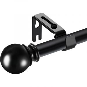 71 122cm Tringle &agrave; rideaux , noire, avec deux supports, t&ecirc;te ronde &eacute;piss&eacute;e, pour salon, chambre &agrave; coucher, chambre d'enfant, salle &agrave; manger ou cuisine