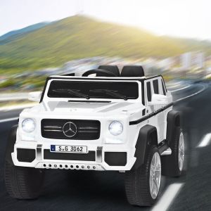 Voiture Eléctrique 12 v pour Enfants 2 Place avec Lumières led port aux usb Télécommande Parentale de 3 à 8 Ans Blanc CW1743 Maison Chic