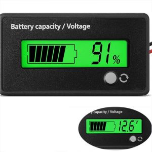 (Lumi&egrave;re Verte)Compteur de Batterie DC avec Alarme, Testeur de Batterie Voiture, Moniteurs de Batterie, Voltm&egrave;tre, DC 12V 24V 36V 48V 72V Testeur Batt