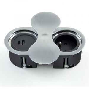 Bloc prises inox bross&eacute; &agrave; encastrer avec Usb A -Usb C 034IB-AC Msa France