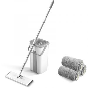 Tonysa - Serpillière Seau Essoreur, Balai Serpillère Essoreur avec Seau, Balai Plat Rotatif 360° avec Poignée en 125 cm, Mop Serpillere et 3 Tampons
