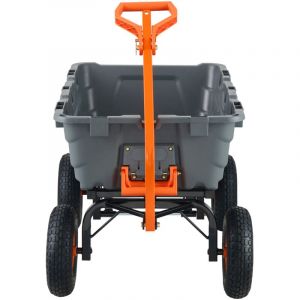 Mophorn - Chariot à benne basculante – Chariot de jardin en polyéthylène avec cadre en acier, capacité de 1 500 lb, poignée convertible 2 en 1,