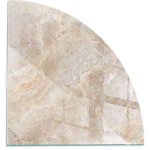 Plaque de protection de sol en verre tremp&eacute; pour chemin&eacute;e ou po&ecirc;le &agrave; bois pare-feu contre les &eacute;tincelles Motif pierre naturelle 1/4 100x100 cm