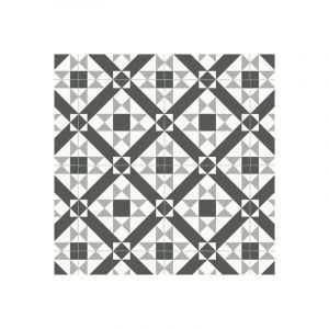 Décoweb - Sol Vinyle Style - Carreaux de ciment graphique - Noir et blanc - Rouleau de 4m x 3m