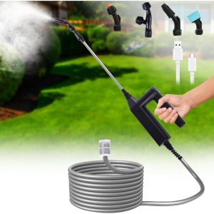 Pulvérisateur Électrique à Pression Multi-Vitesse Rechargeable+Perche Télescopique avec Tuyau de 8M et 4 Buses,Pulvérisateur Portable de Jardin pour