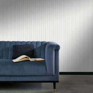 Bricoflor - Papier peint rayures gris & blanc id&eacute;al salon | Tapisserie grise & blanche &agrave; rayures chambre | Papier peint intiss&eacute; vinyle couloir