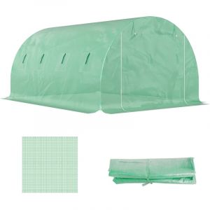 Serre de jardin B&acirc;che de rechange serre tunnel 12 m&sup2; 4 x 3 x 2 m PE anti-UV imperm&eacute;able 8 fen&ecirc;tres + porte enroulable zipp&eacute;e vert