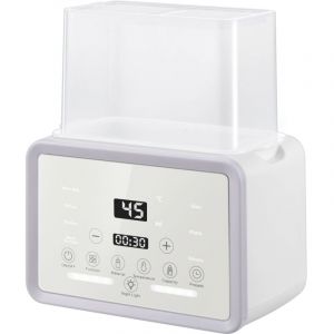 Chauffe biberon Baby pour 2 Biberons, Blanc &ndash; Chauffe biberon 4-en-1 avec St&eacute;rilisateur et R&eacute;gulation de Temp&eacute;rature, R&eacute;chauffeur d&rsquo;Aliments pour