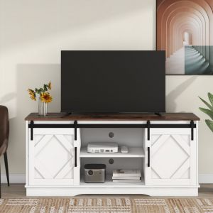 Neche - Meuble tv Buffet moderne avec 2 portes coulissantes classiques,Étagères réglables pour Salon Salle à manger,150L x 40l x 60Hcm,Blanc