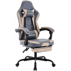Eifson - Chaise gaming, Fauteuil gamer, avec repose-pieds, soutien lombaire, appui-tête, ergonomique, pu, accoudoirs 3D, angle réglable de 90° à 135°