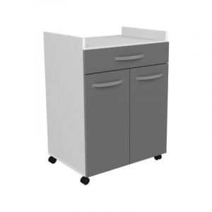 OSLO Desserte de 60 cm - 1 Tiroir et 1 Porte - L 60 x P 44 x H 81 cm - Coloris Gris brillant - EKIPA