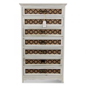 Chiffonnier 7 tiroirs - Bois - Blanc - Décoration d'Autrefois