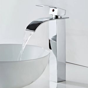 Zamery - Robinet Salle Bain Cascade,Robinet Lavabo Cascade avec bec Hauteur Mitigeur Lavabo Cascade Chaude et Froide Réglable Mitigeur Salle Bain en