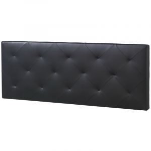 Marckonfort &ndash; T&ecirc;te de lit capitonn&eacute;e 160x60 cm &ndash; Cuir synth&eacute;tique noir &ndash; Structure en bois de pin avec garnissage mousse HR &ndash; Quincaillerie incluse